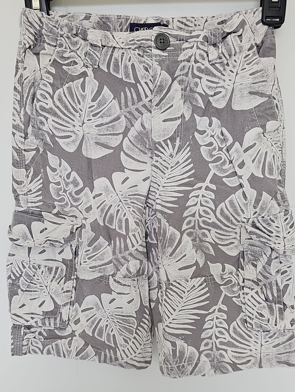 Cherokee Gray and White Tropical Cargo Shorts Boys Sz 8